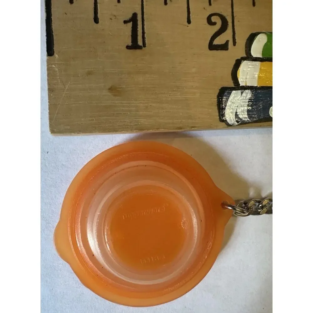 Vintage Tupperware Mini Container Keychains Orange Bowl Red Heart 1970- 1989